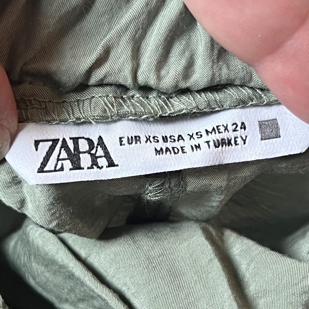 Zara Green Open Elastic Ruffle Back Spaghetti Strap Midi Dress - Picture 8 of 13